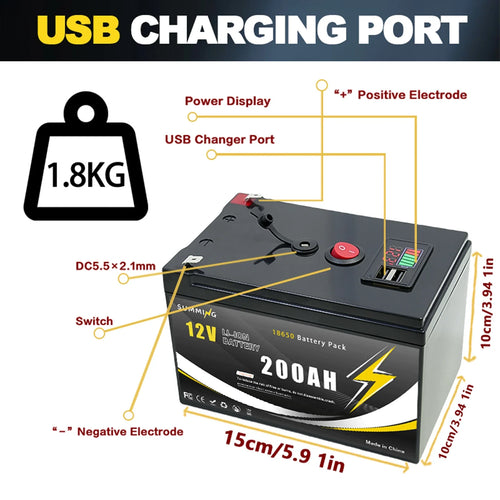 12V Lithium  LiFeP04 Scuuter Battery with USB Port - Mobility Buy