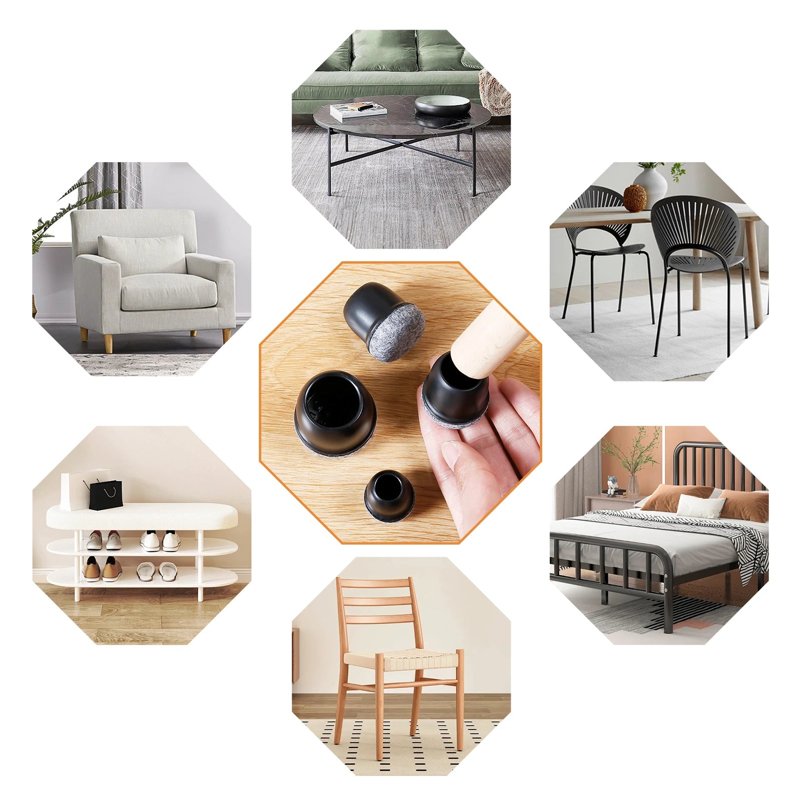 16Pcs Silicone Chair Leg Floor Protectors Wrapped Felt Pads For Hardwood Floors - Mobility Buy