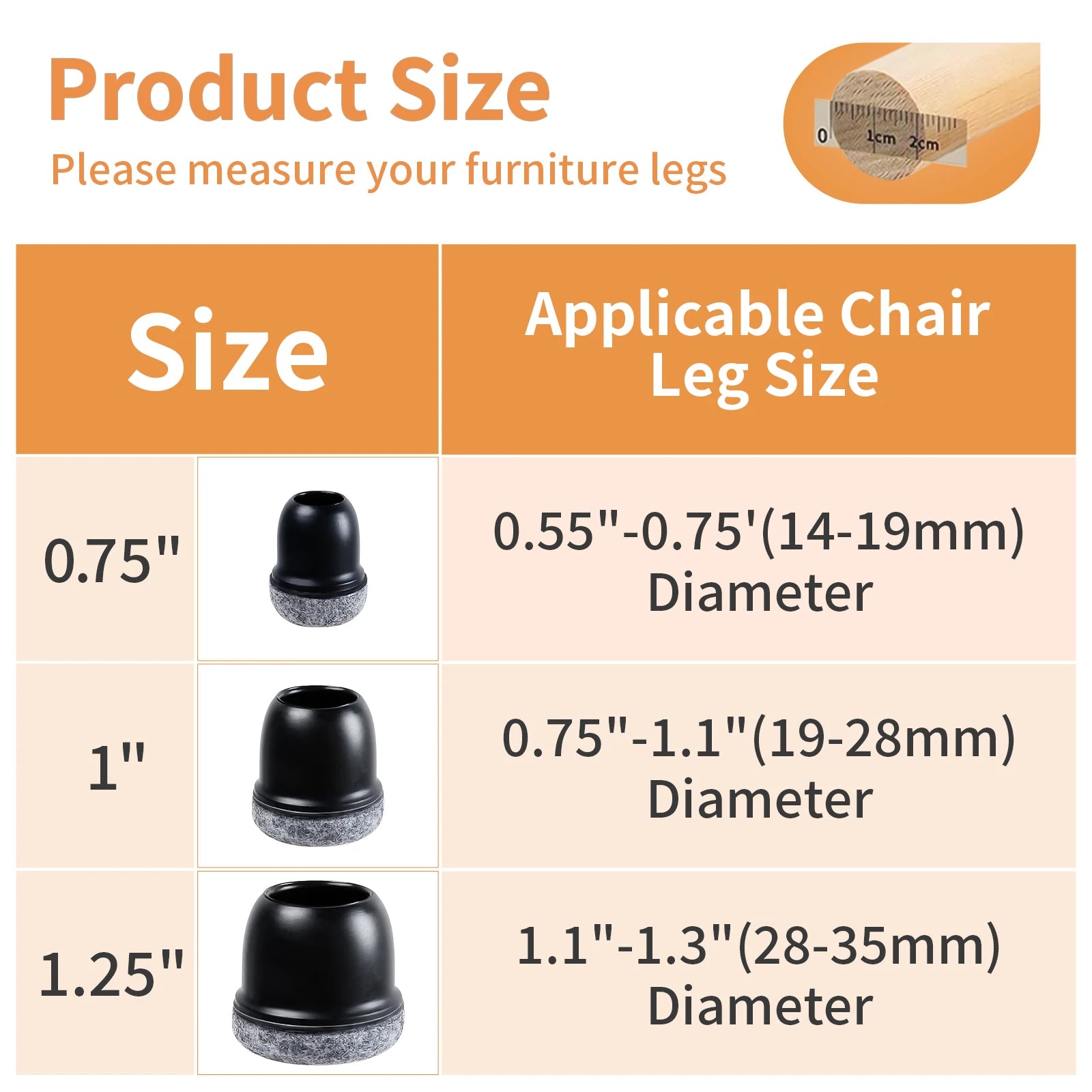 16Pcs Silicone Chair Leg Floor Protectors Wrapped Felt Pads For Hardwood Floors - Mobility Buy