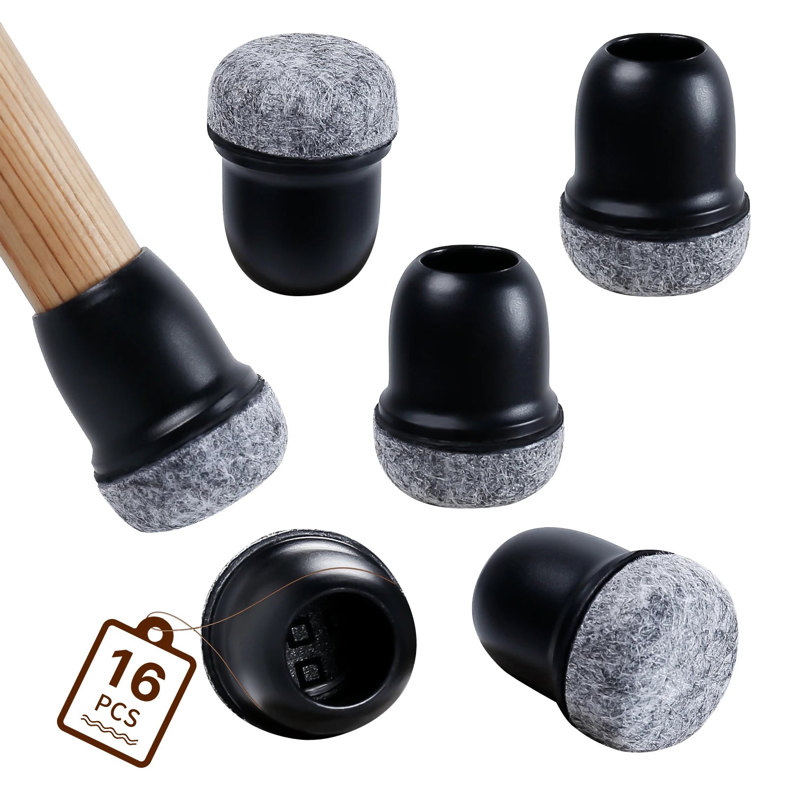 16Pcs Silicone Chair Leg Floor Protectors Wrapped Felt Pads For Hardwood Floors - Mobility Buy