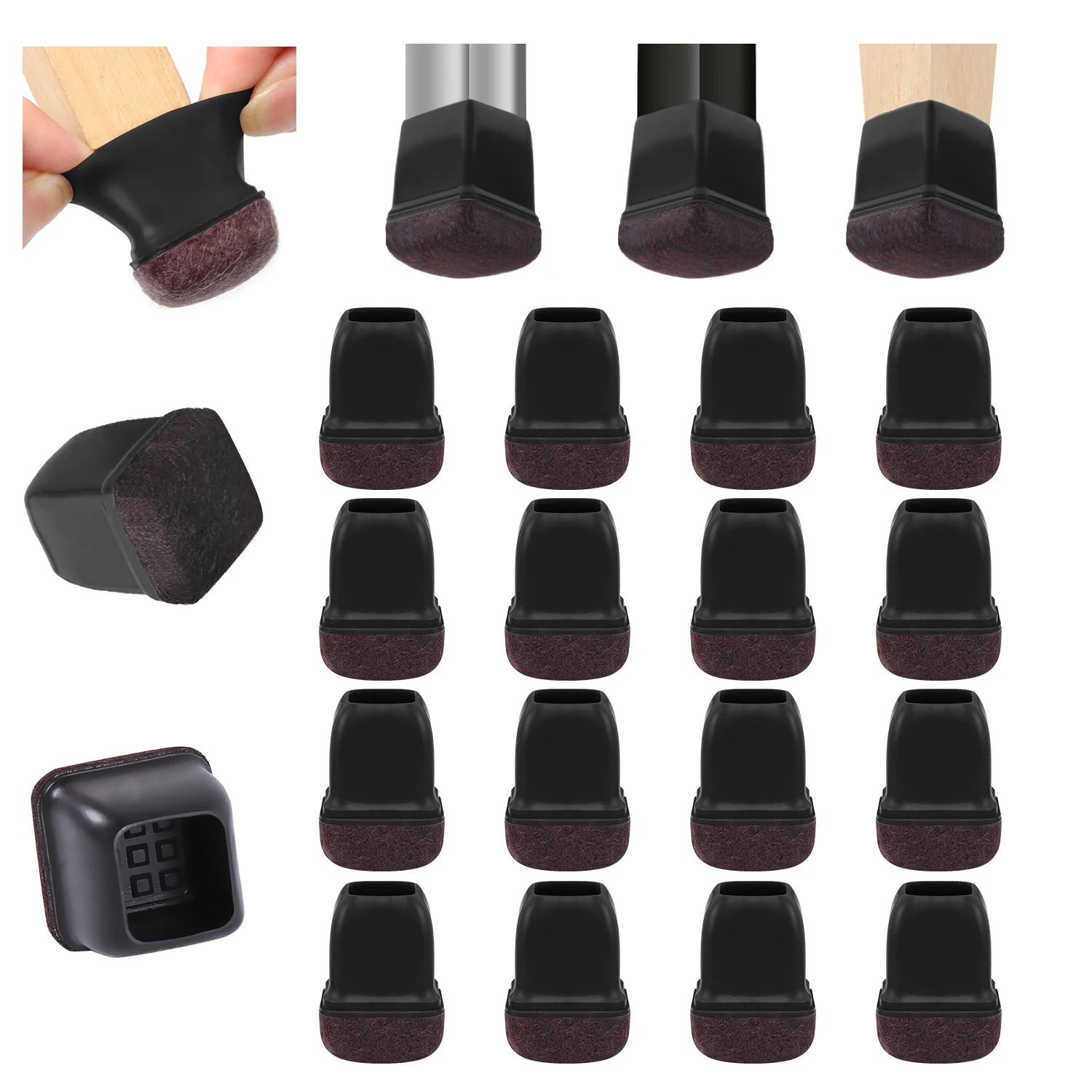 16Pcs Silicone Chair Leg Floor Protectors Wrapped Felt Pads For Hardwood Floors - Mobility Buy