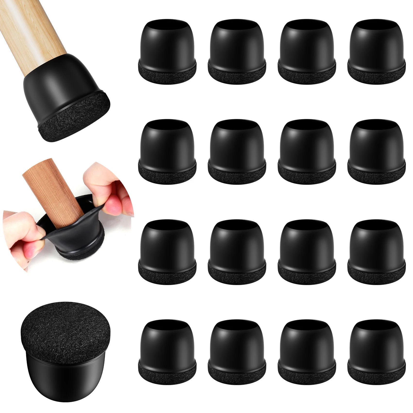 16Pcs Silicone Chair Leg Floor Protectors Wrapped Felt Pads For Hardwood Floors - Mobility Buy