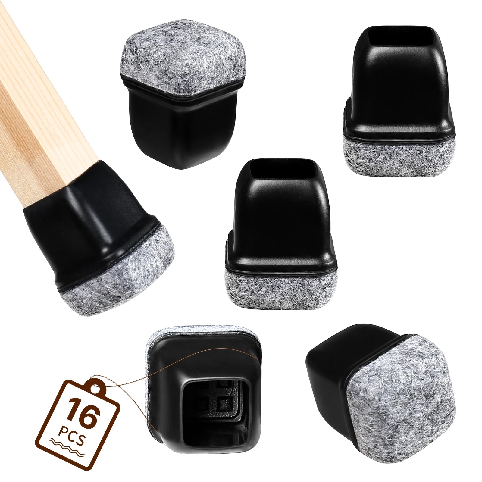 16Pcs Silicone Chair Leg Floor Protectors Wrapped Felt Pads For Hardwood Floors - Mobility Buy