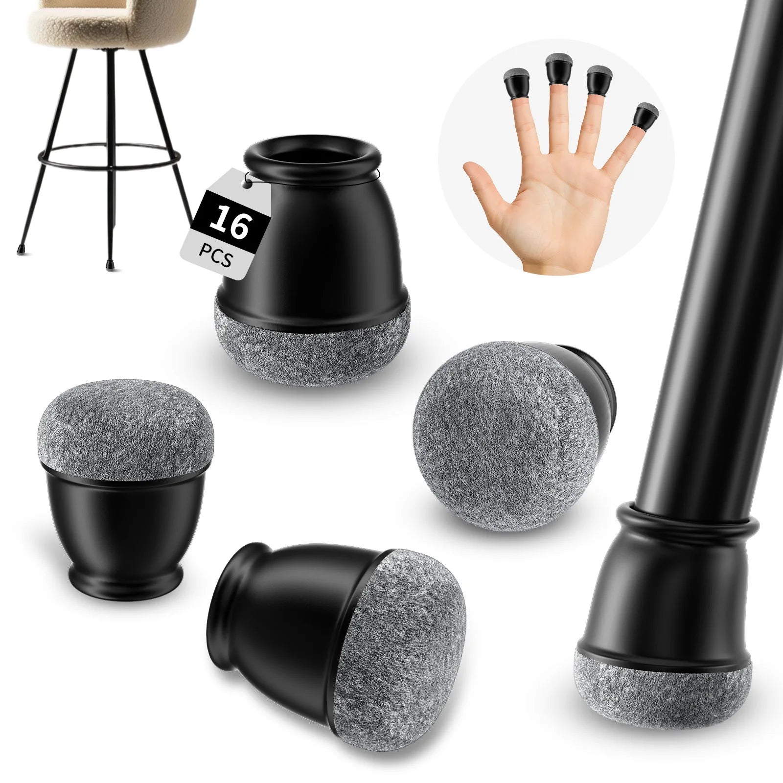 16Pcs Silicone Chair Leg Floor Protectors Wrapped Felt Pads For Hardwood Floors - Mobility Buy