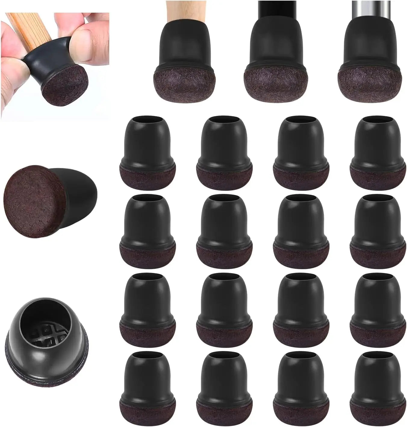 16Pcs Silicone Chair Leg Floor Protectors Wrapped Felt Pads For Hardwood Floors - Mobility Buy