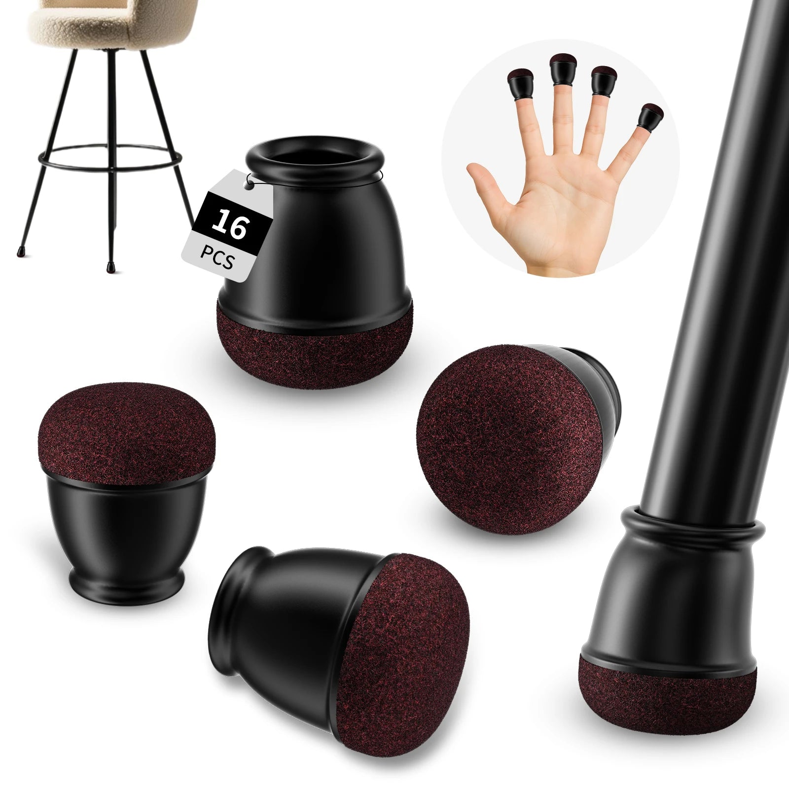 16Pcs Silicone Chair Leg Floor Protectors Wrapped Felt Pads For Hardwood Floors - Mobility Buy