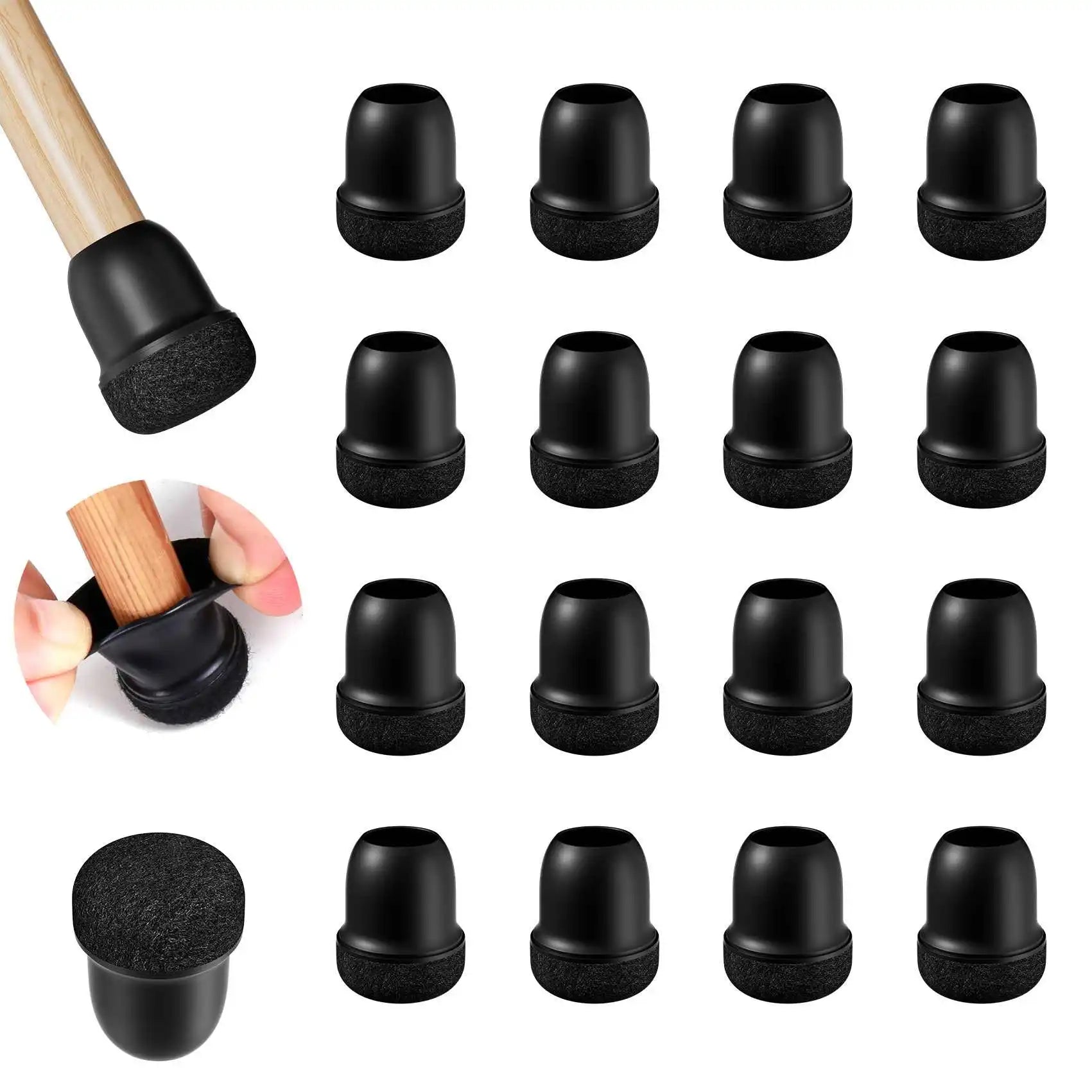16Pcs Silicone Chair Leg Floor Protectors Wrapped Felt Pads For Hardwood Floors - Mobility Buy