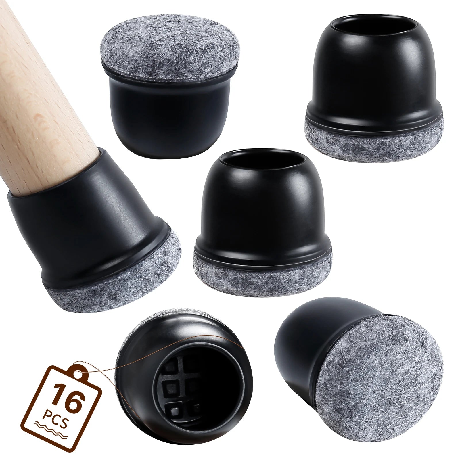 16Pcs Silicone Chair Leg Floor Protectors Wrapped Felt Pads For Hardwood Floors - Mobility Buy