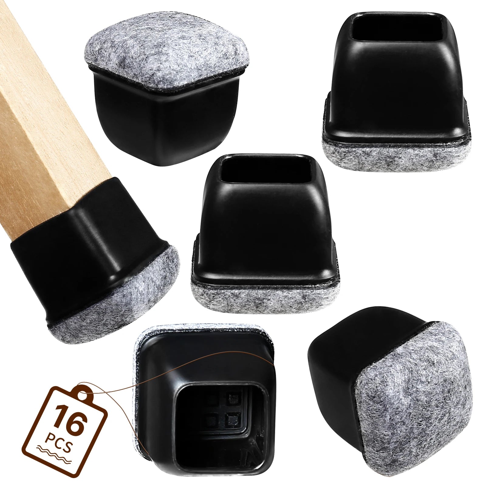 16Pcs Silicone Chair Leg Floor Protectors Wrapped Felt Pads For Hardwood Floors - Mobility Buy