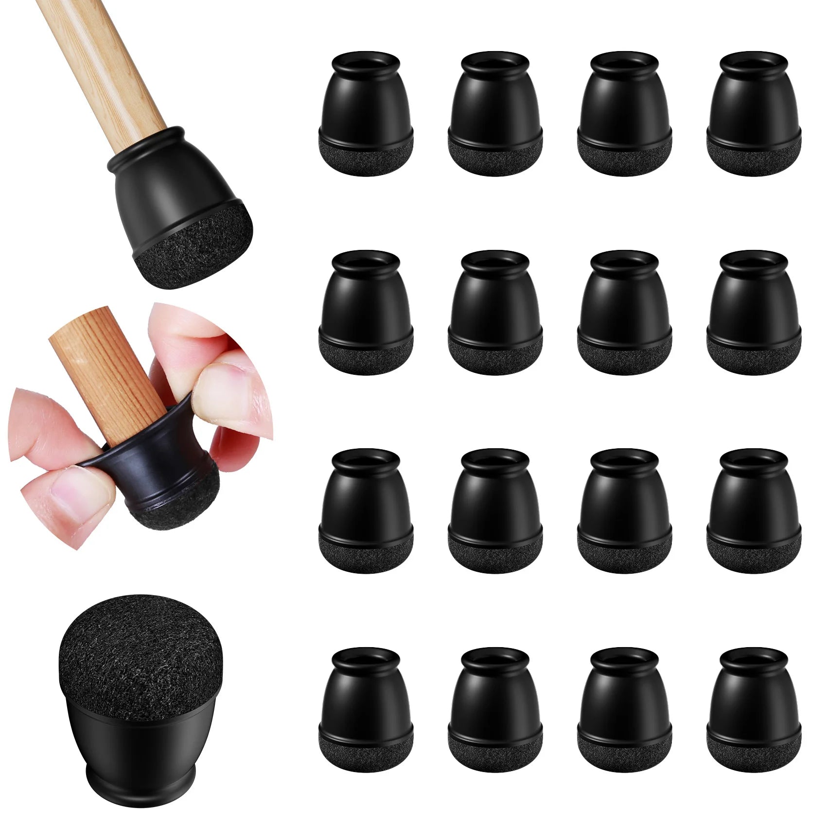 16Pcs Silicone Chair Leg Floor Protectors Wrapped Felt Pads For Hardwood Floors - Mobility Buy