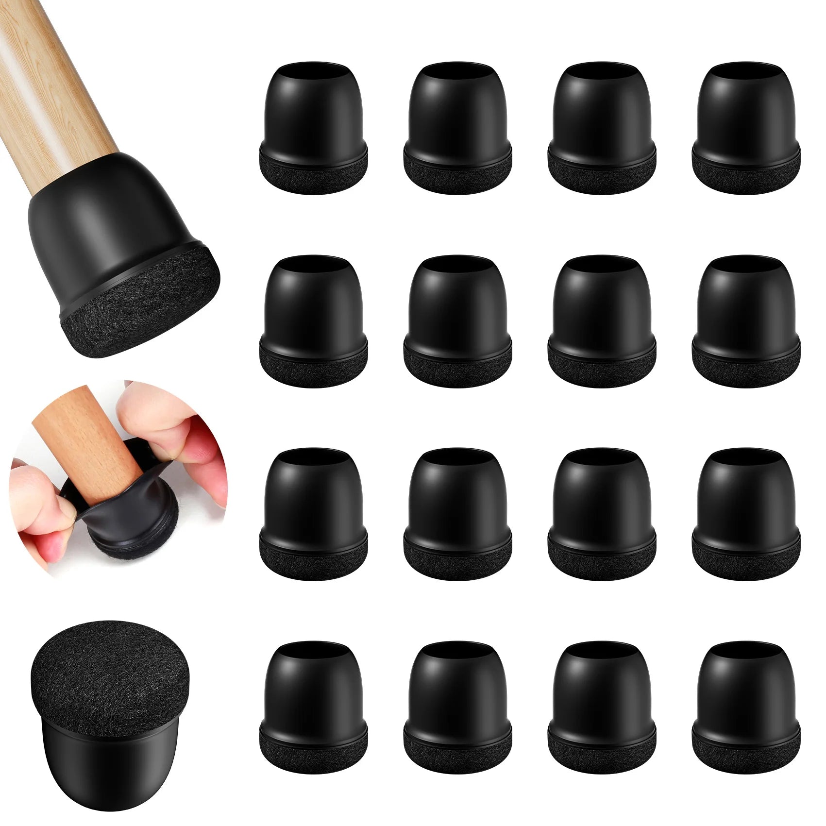 16Pcs Silicone Chair Leg Floor Protectors Wrapped Felt Pads For Hardwood Floors - Mobility Buy