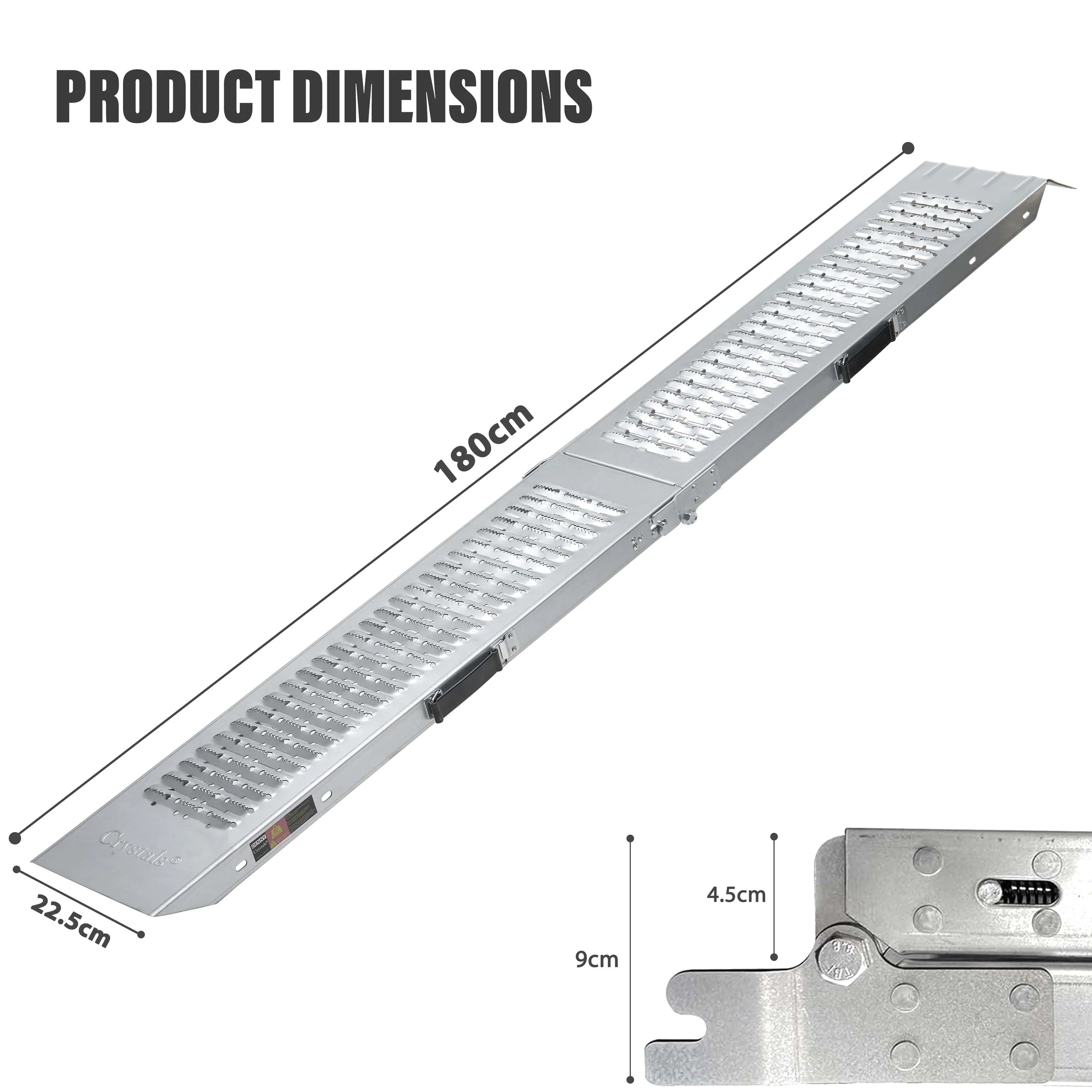 2 Pack Folding Steel Loading Ramps 1.8m 500kg Capacity - Mobility Buy