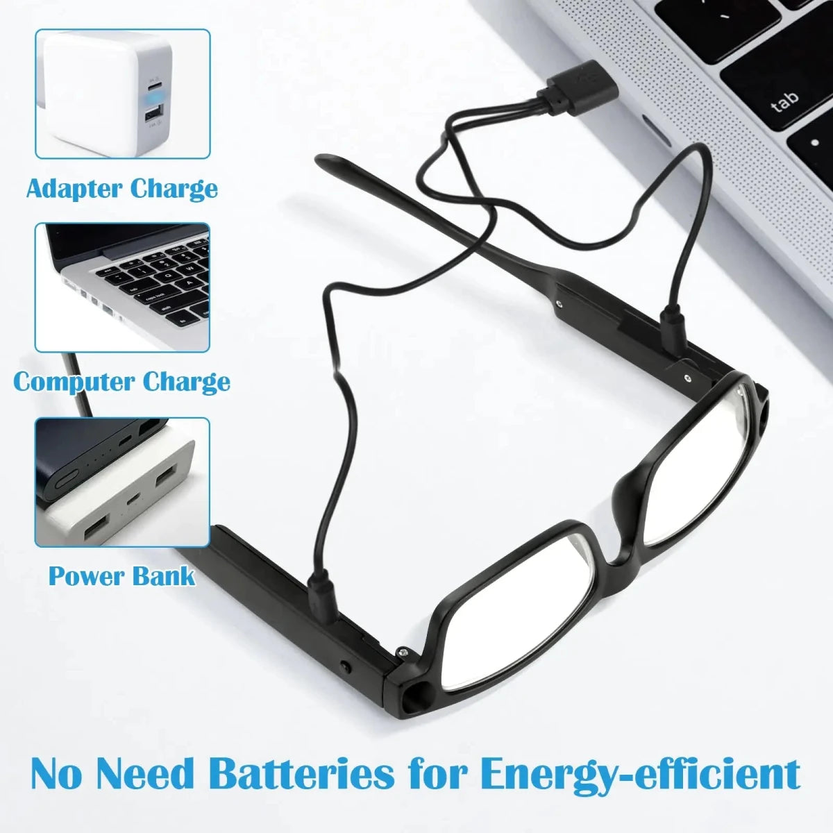 200% magnifying glasses with lamp, USB rechargeable LED - Mobility Buy