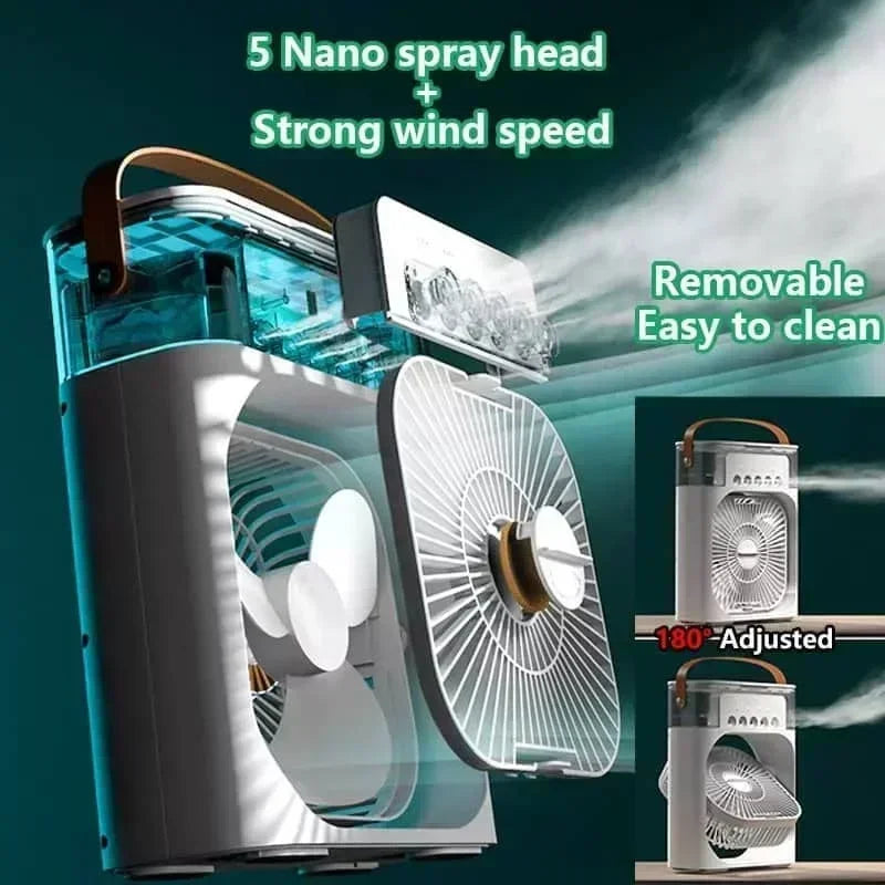 3 In 1 Portable Air Cooler Humidifier Fan With LED Night Light USB - Mobility Buy