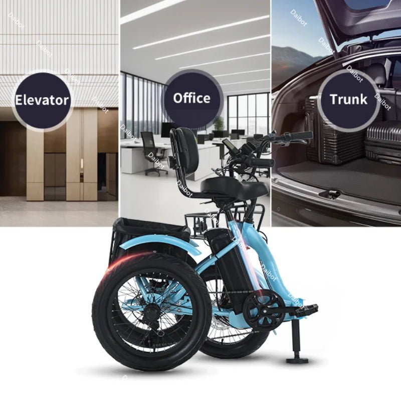 3 Wheel Electric Folding Bicycle Folding Bike Battery - Mobility Buy