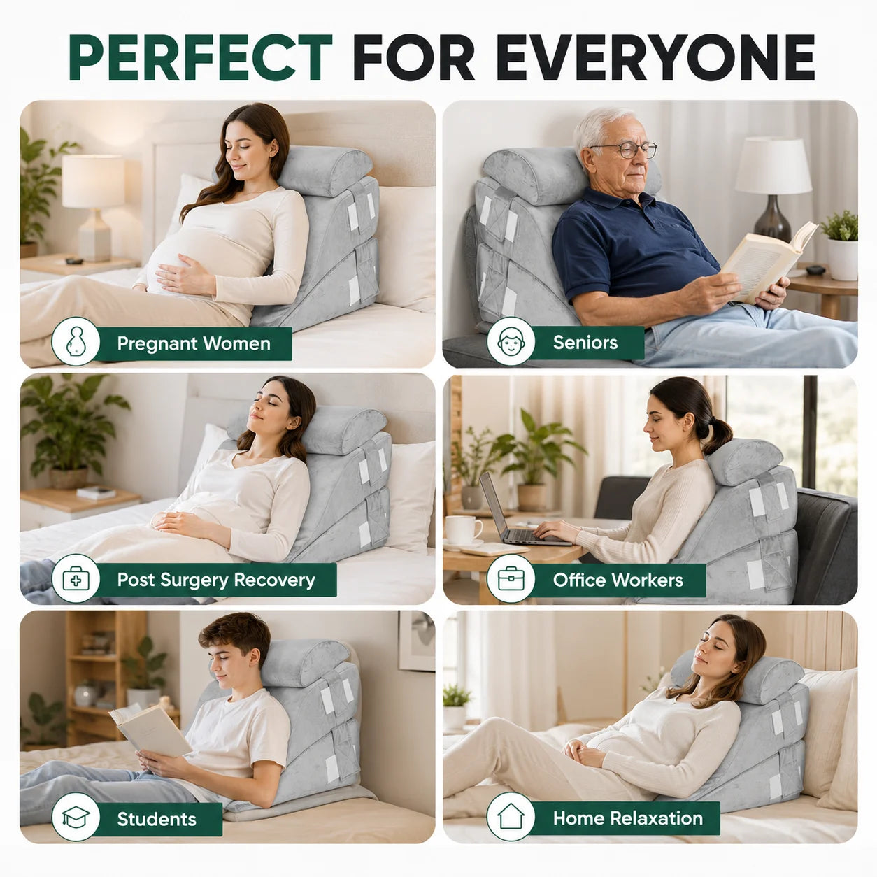 4 Piece Adjustable Wedge Pillow Set for Multi Angle Bed Ergonomic Sleep Support - Mobility Buy