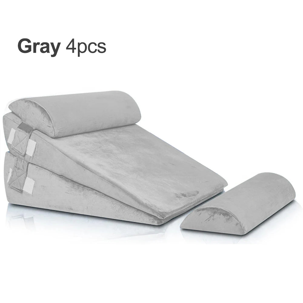 4 Piece Adjustable Wedge Pillow Set for Multi Angle Bed Ergonomic Sleep Support - Mobility Buy