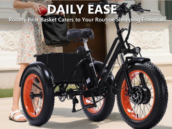 48V 500W Brushless Electric Tricycle for Adults Folding E Bike with Large Basket - MobilityBuy.com 