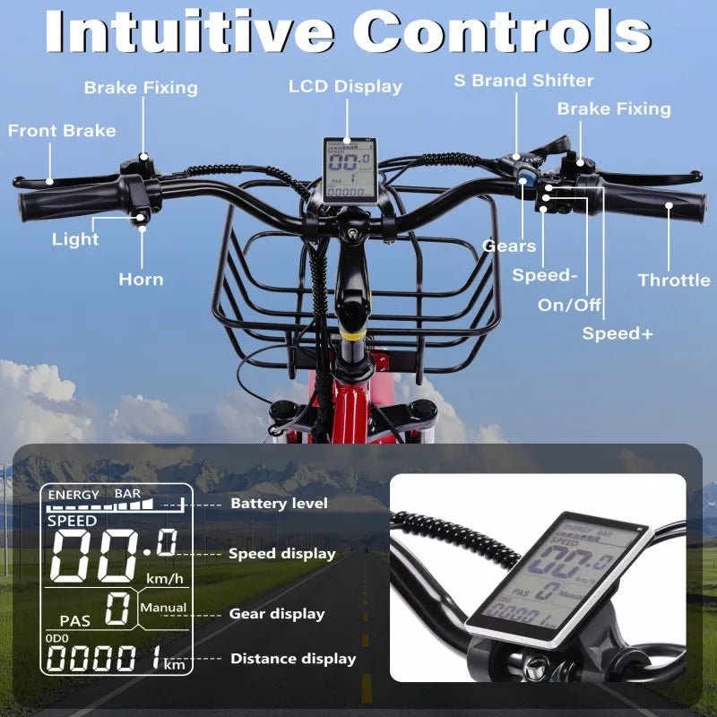 48V 500W Brushless Electric Tricycle for Adults Folding E Bike with Large Basket - MobilityBuy.com 