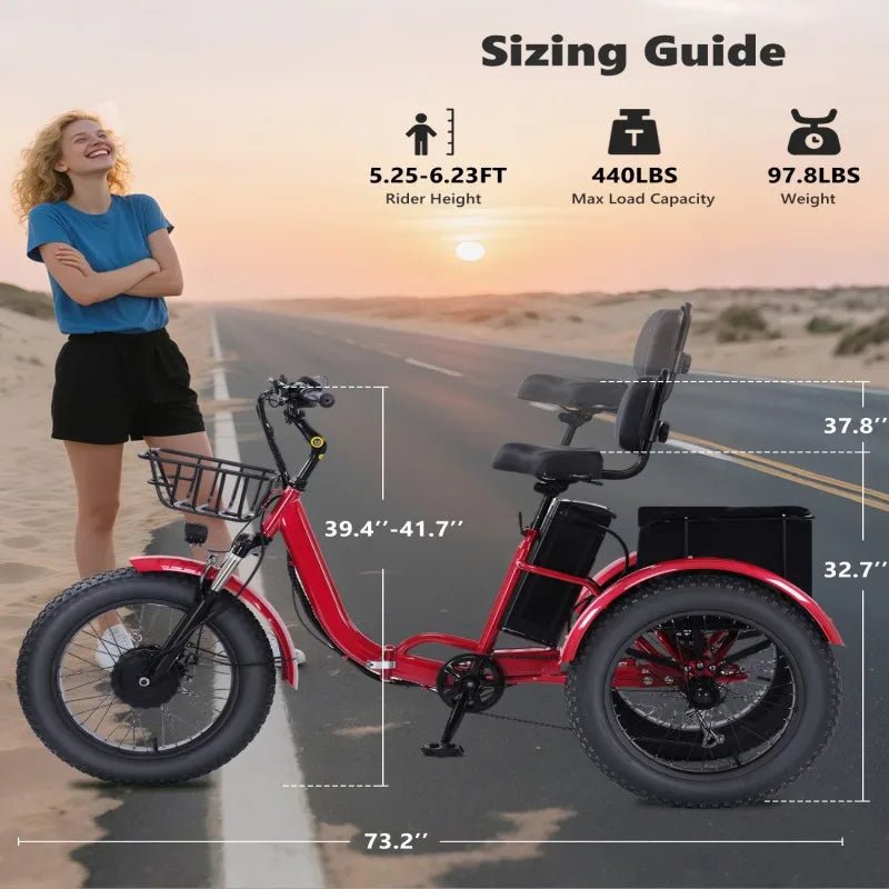 48V 500W Brushless Electric Tricycle for Adults Folding E Bike with Large Basket - MobilityBuy.com 