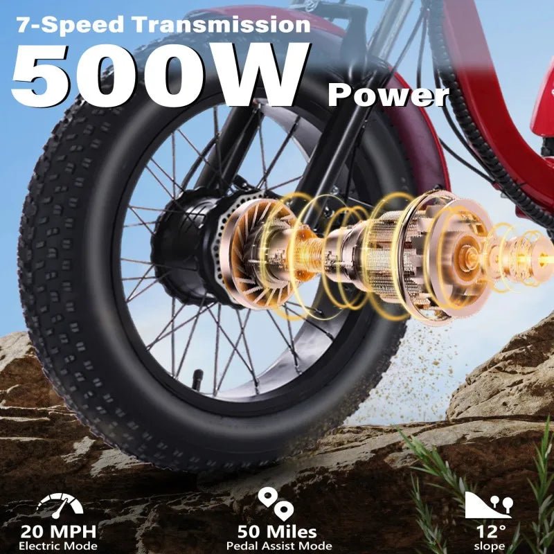 48V 500W Brushless Electric Tricycle for Adults Folding E Bike with Large Basket - MobilityBuy.com 