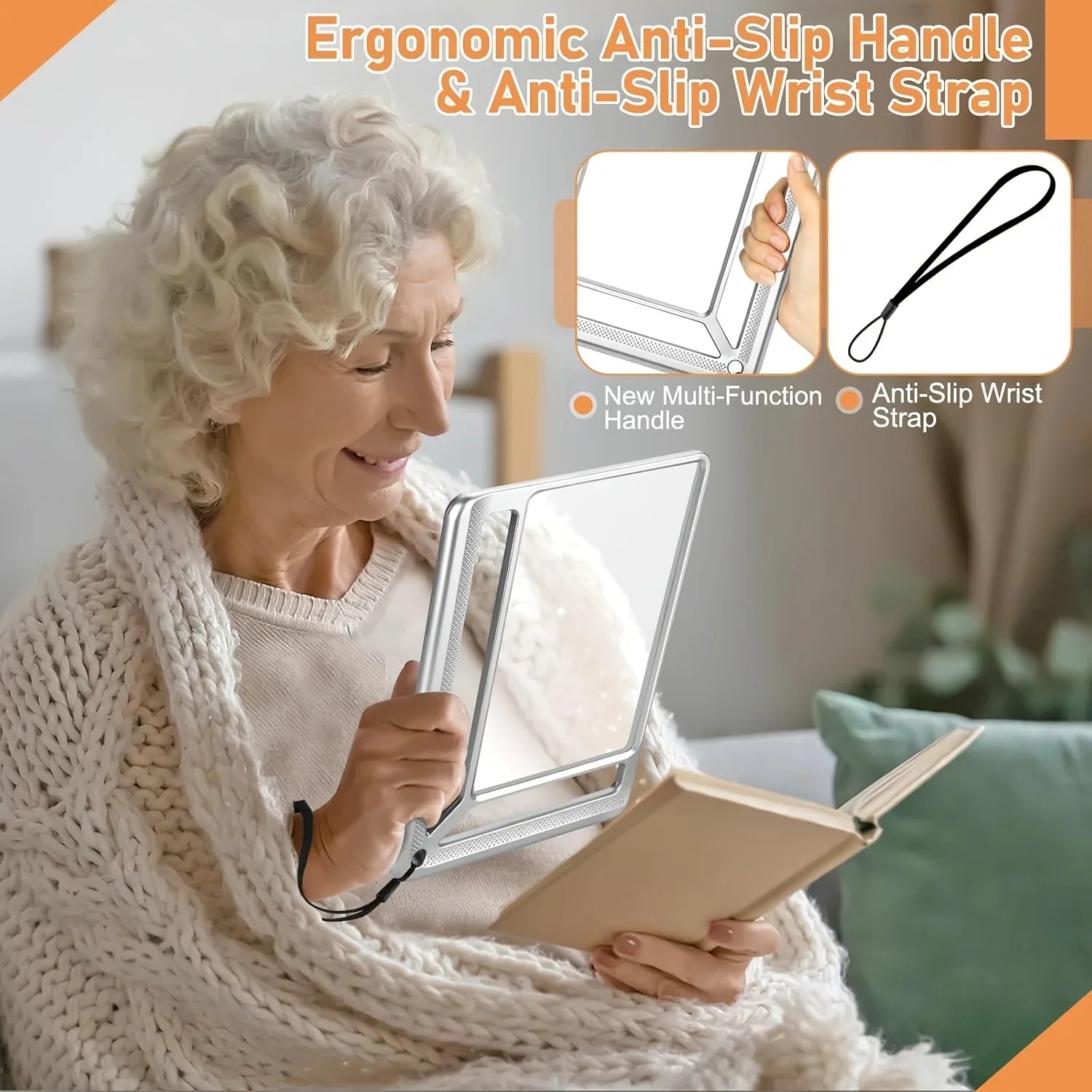 4X large magnifying glass with LED lights, USB rechargeable, designed for low vision, by MobilityBuy,com.