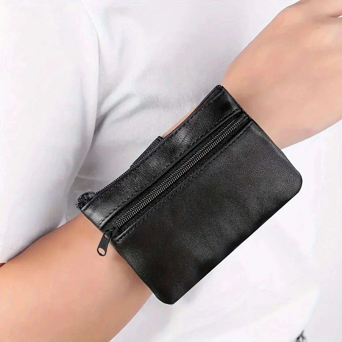 Easy access wrist purse by MobilityBuy, featuring secure compartments for cards, cash, and keys, ideal for disability use.