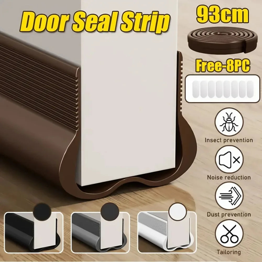 93cm PVC Door Bottom Seal Strip Adjustable Soundproof Weatherstrip Draft Stopper - Mobility Buy