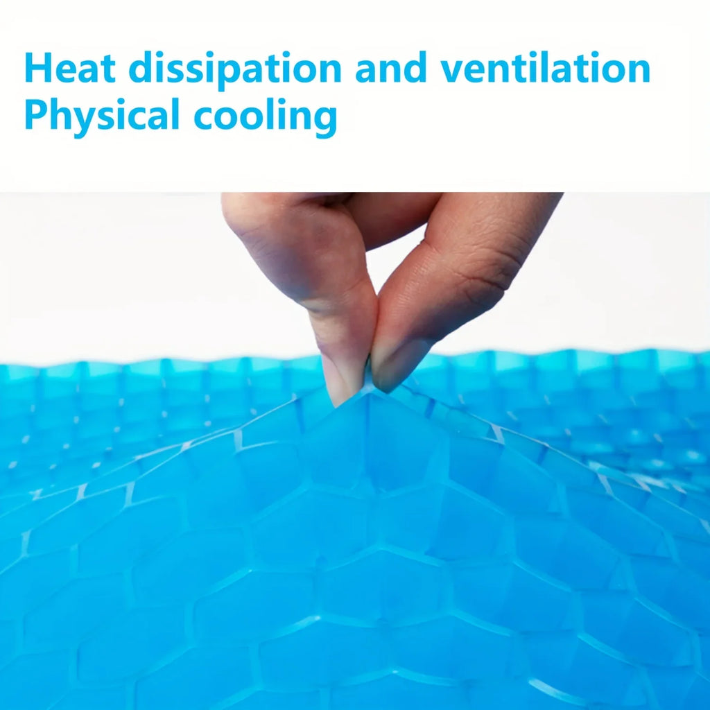 Water resistant gel seat cushion with breathable honeycomb design, ideal for wheelchair comfort and support.