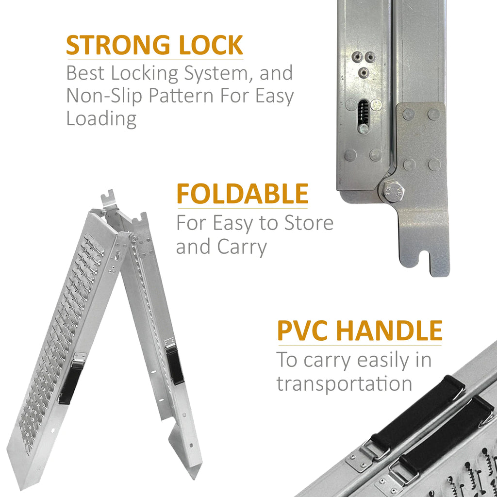 2 Pack Folding Steel Loading Ramps 1.8m 500kg Capacity - MobilityBuy.com 