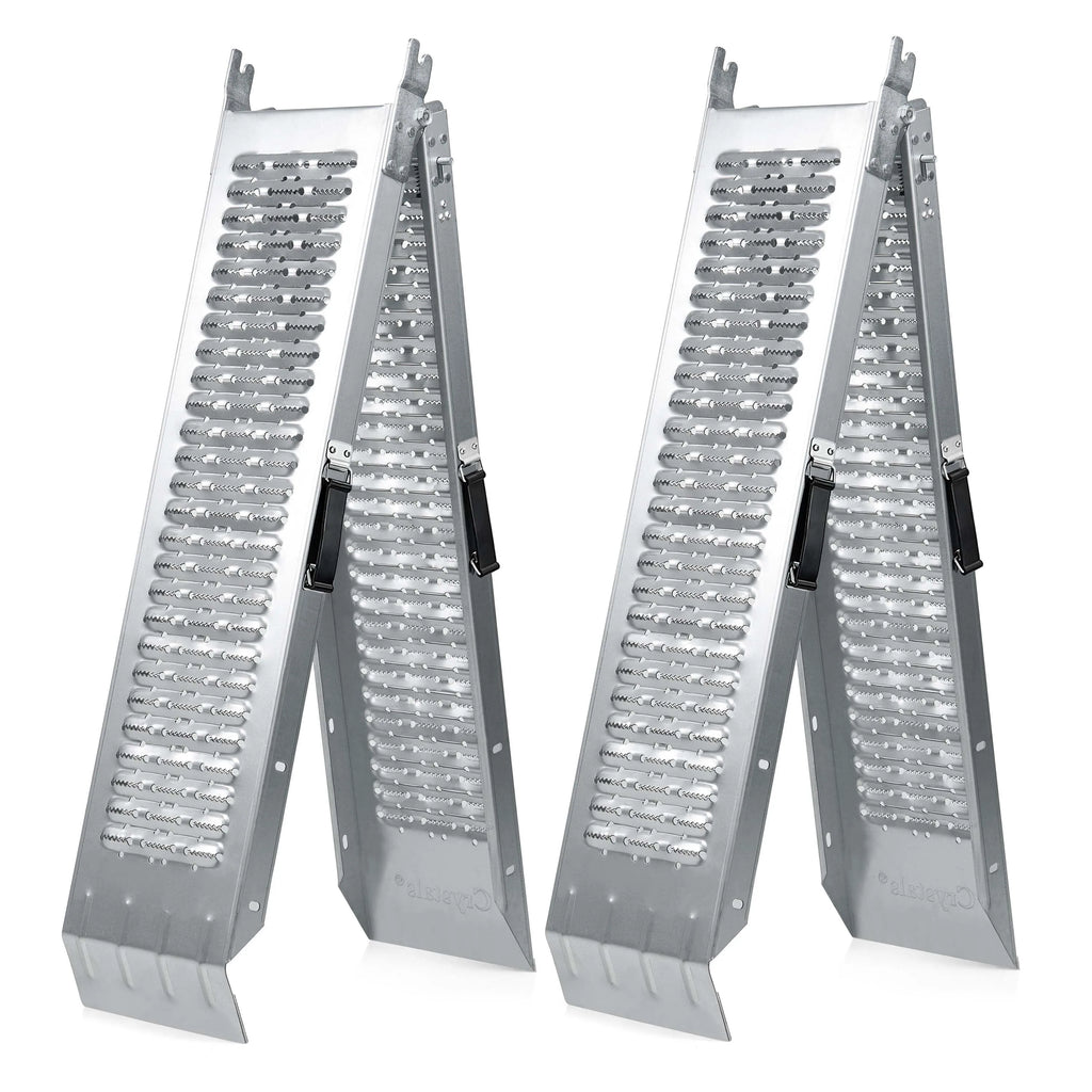 2 Pack Folding Steel Loading Ramps 1.8m 500kg Capacity - MobilityBuy.com 