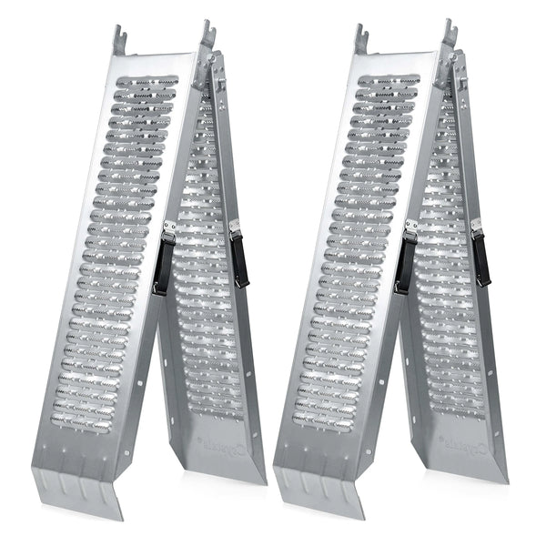 2 Pack Folding Steel Loading Ramps 1.8m 500kg Capacity - MobilityBuy.com 