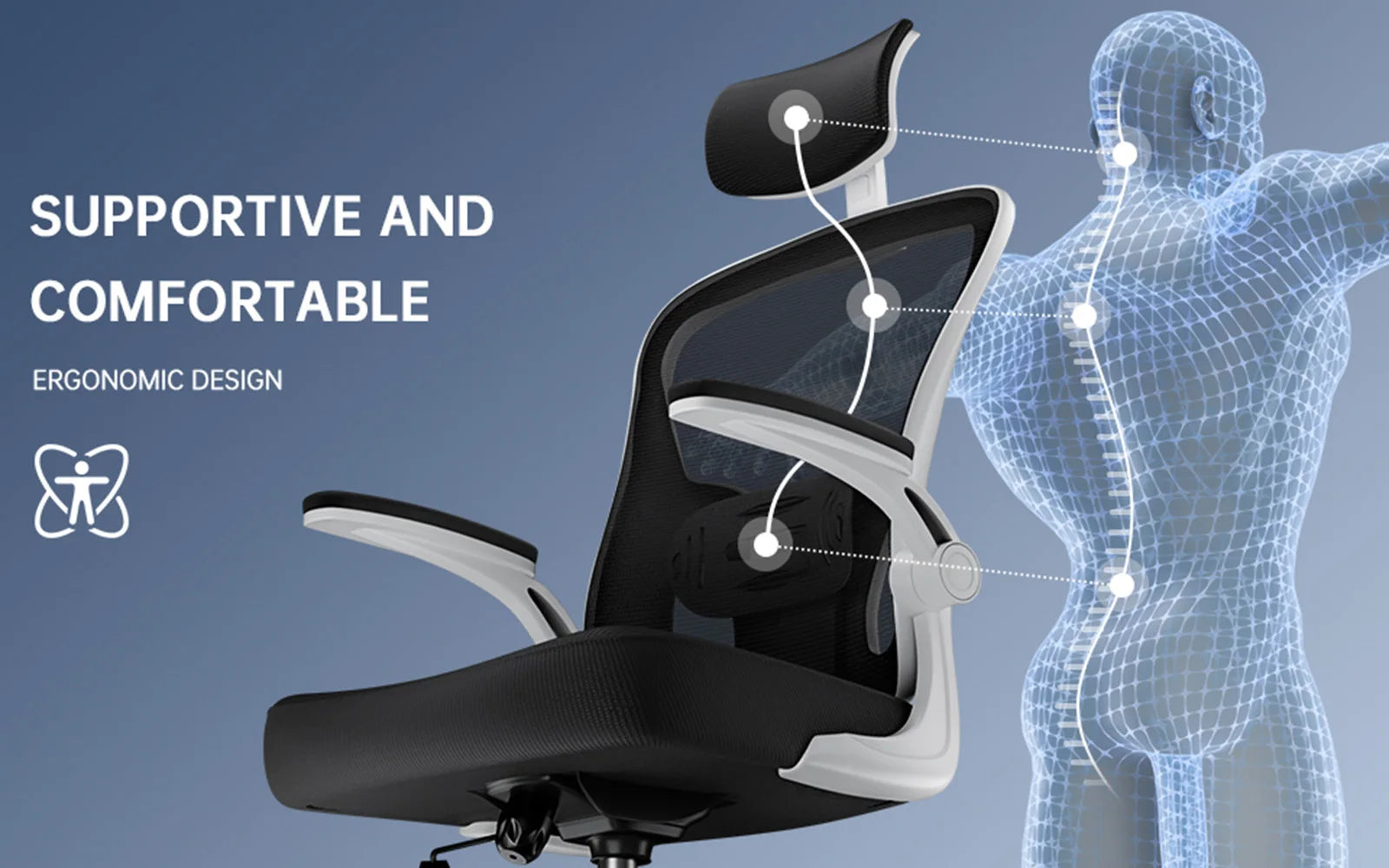 Ergonomic Office Chair High Back Armrest With Adjustable Headrest Lumbar Support - MobilityBuy.com 