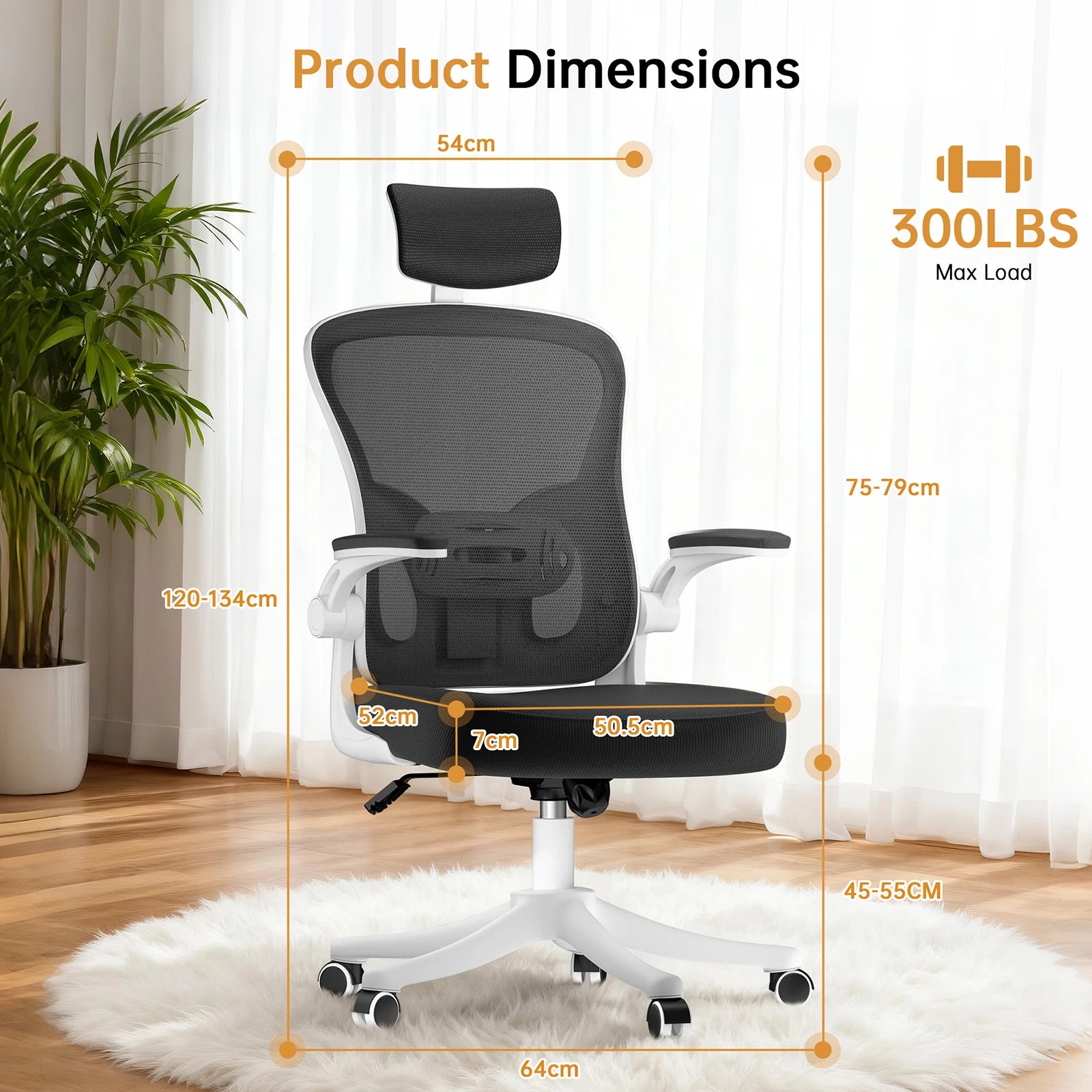 Ergonomic Office Chair High Back Armrest With Adjustable Headrest Lumbar Support - MobilityBuy.com 