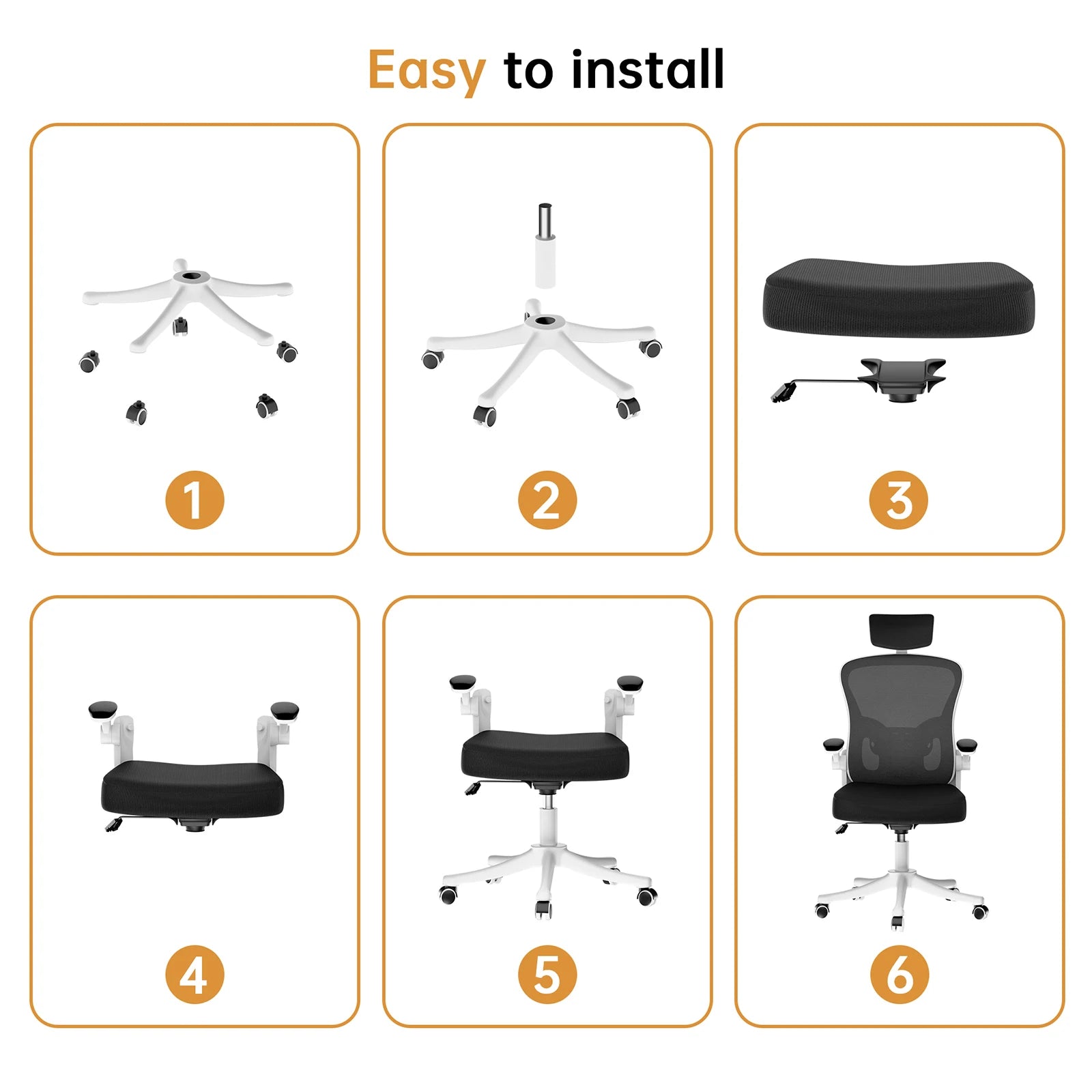 Ergonomic Office Chair High Back Armrest With Adjustable Headrest Lumbar Support - MobilityBuy.com 