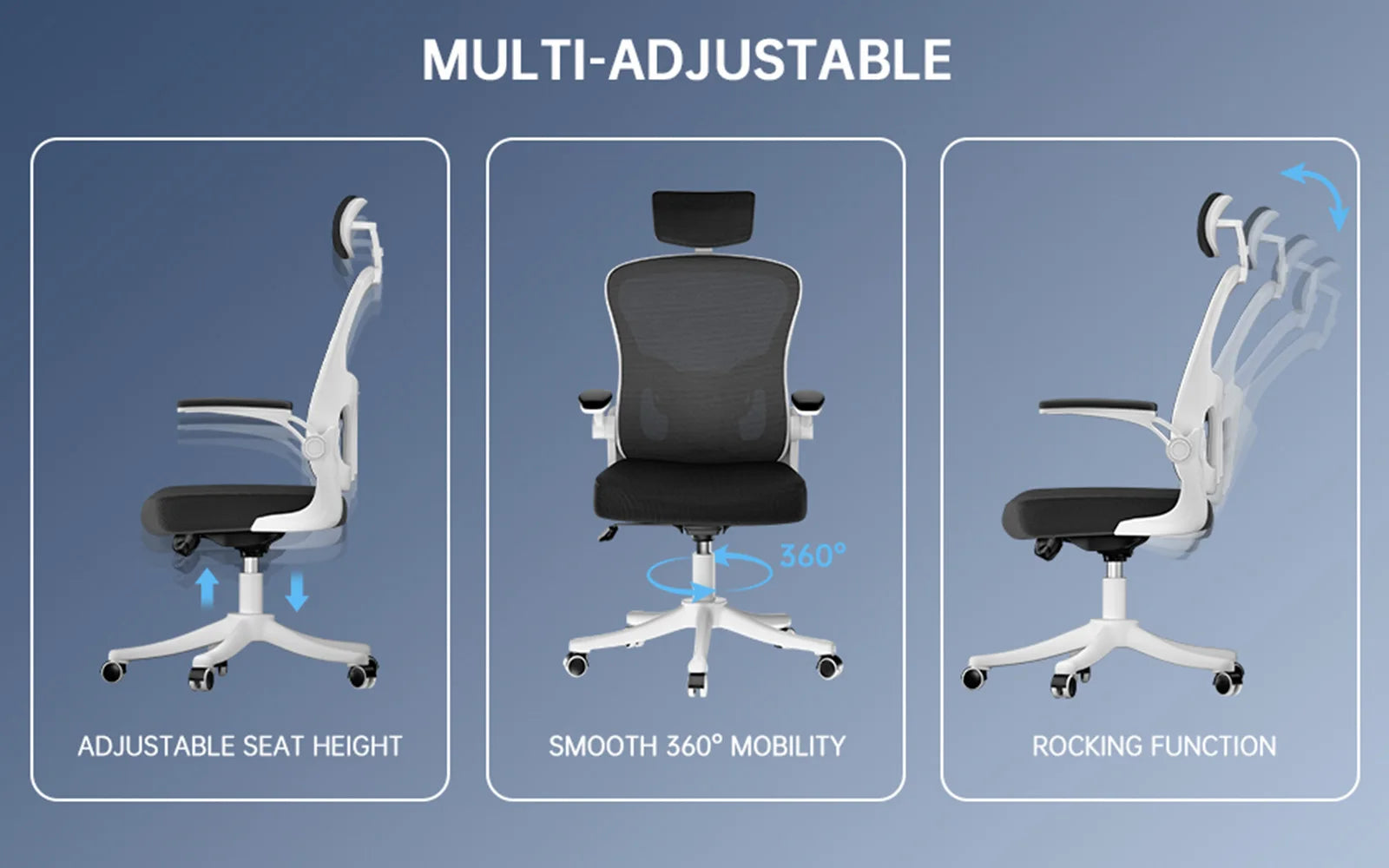 Ergonomic Office Chair High Back Armrest With Adjustable Headrest Lumbar Support - MobilityBuy.com 