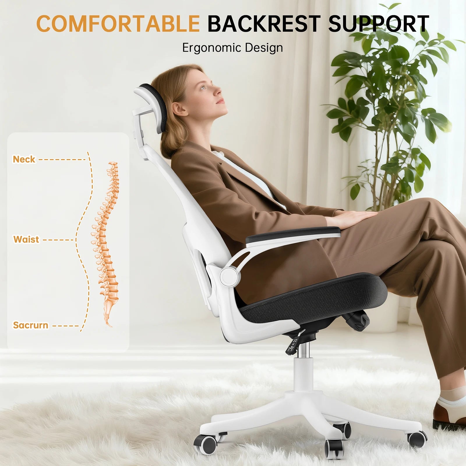 Ergonomic Office Chair High Back Armrest With Adjustable Headrest Lumbar Support - MobilityBuy.com 