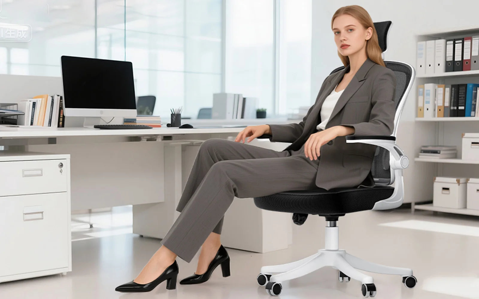 Ergonomic Office Chair High Back Armrest With Adjustable Headrest Lumbar Support - MobilityBuy.com 