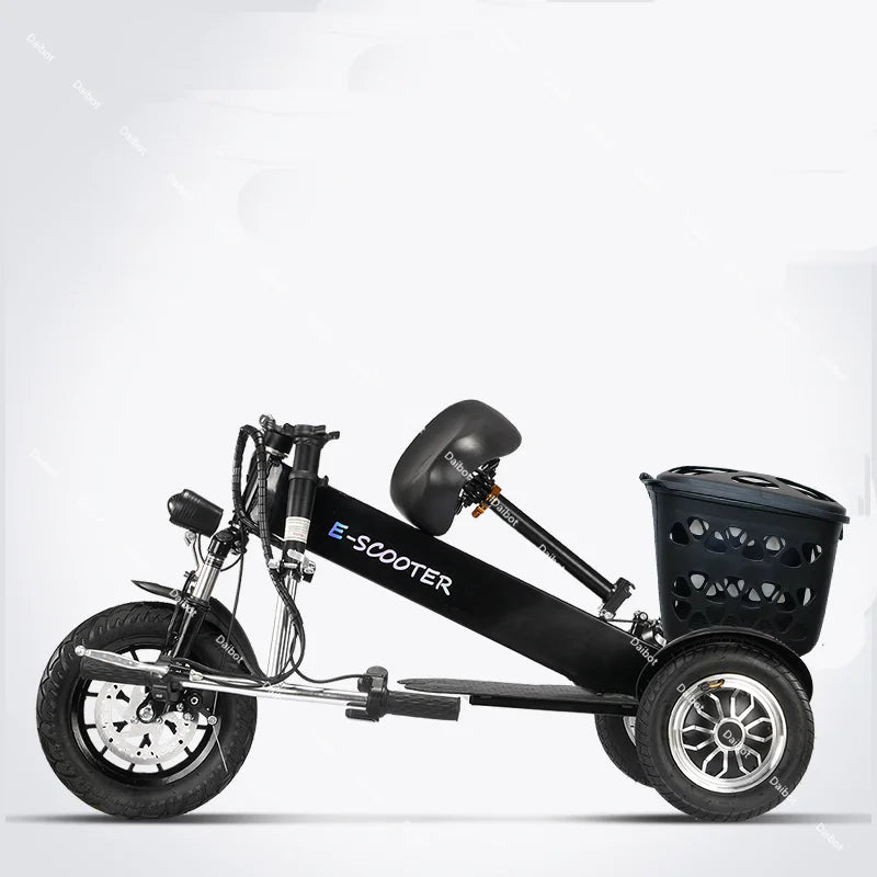Foldable Mini Electric Tricycle For Women With Toddler Seat 500W 36V Basket - Mobility Buy