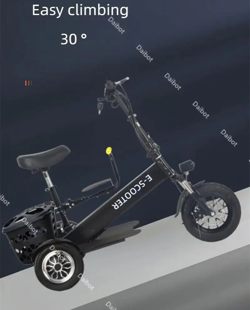 Foldable Mini Electric Tricycle For Women With Toddler Seat 500W 36V Basket - Mobility Buy