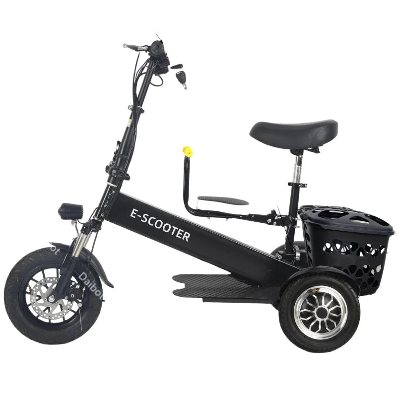 Foldable Mini Electric Tricycle For Women With Toddler Seat 500W 36V Basket - Mobility Buy