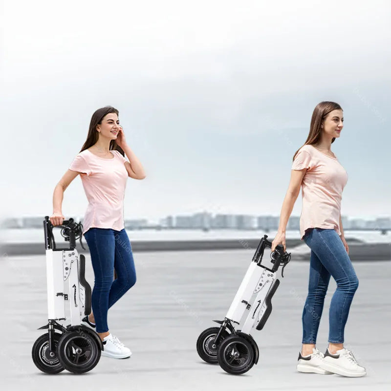 Foldable Three Wheel Electric Scooter With Seat 36V 350W Lightweight For Women - Mobility Buy
