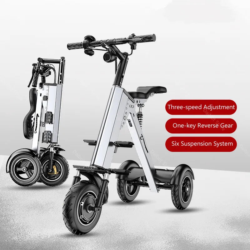 Foldable Three Wheel Electric Scooter With Seat 36V 350W Lightweight For Women - Mobility Buy