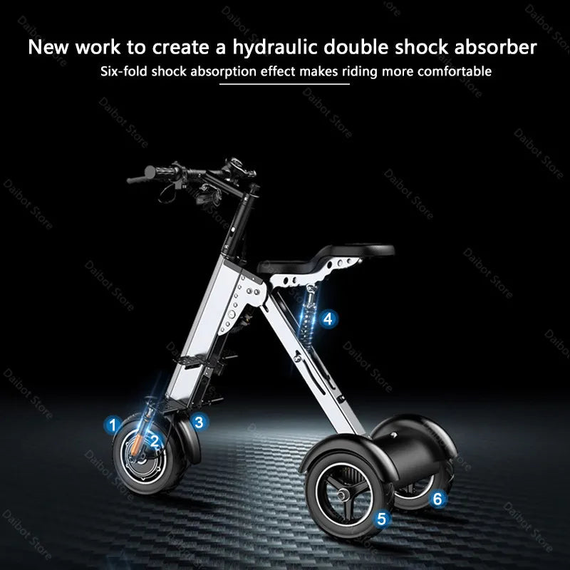 Foldable Three Wheel Electric Scooter With Seat 36V 350W Lightweight For Women - Mobility Buy