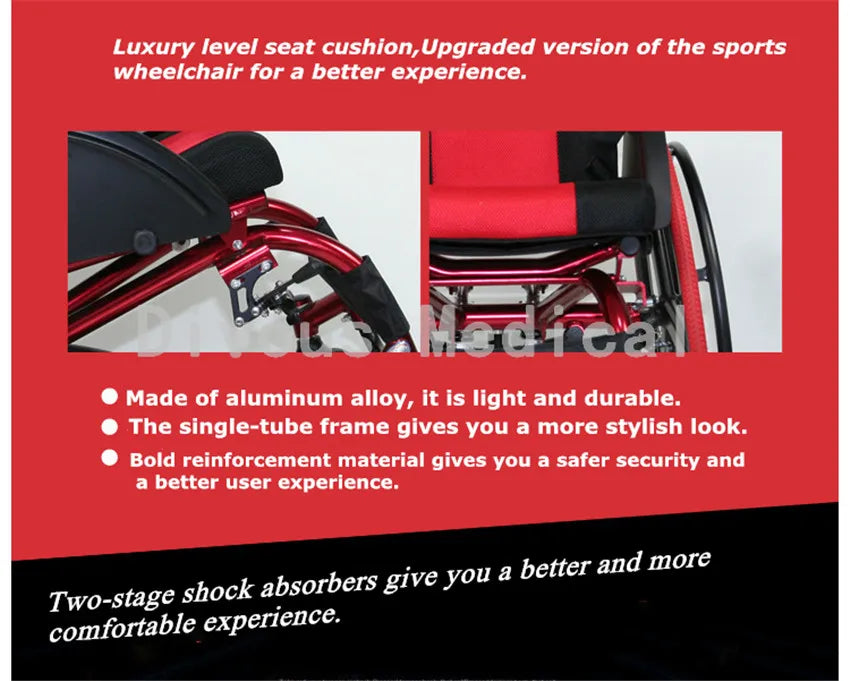 Aluminum Alloy Foldable Lightweight 13kg Manual Sports Wheelchair For Disabled - MobilityBuy.com 