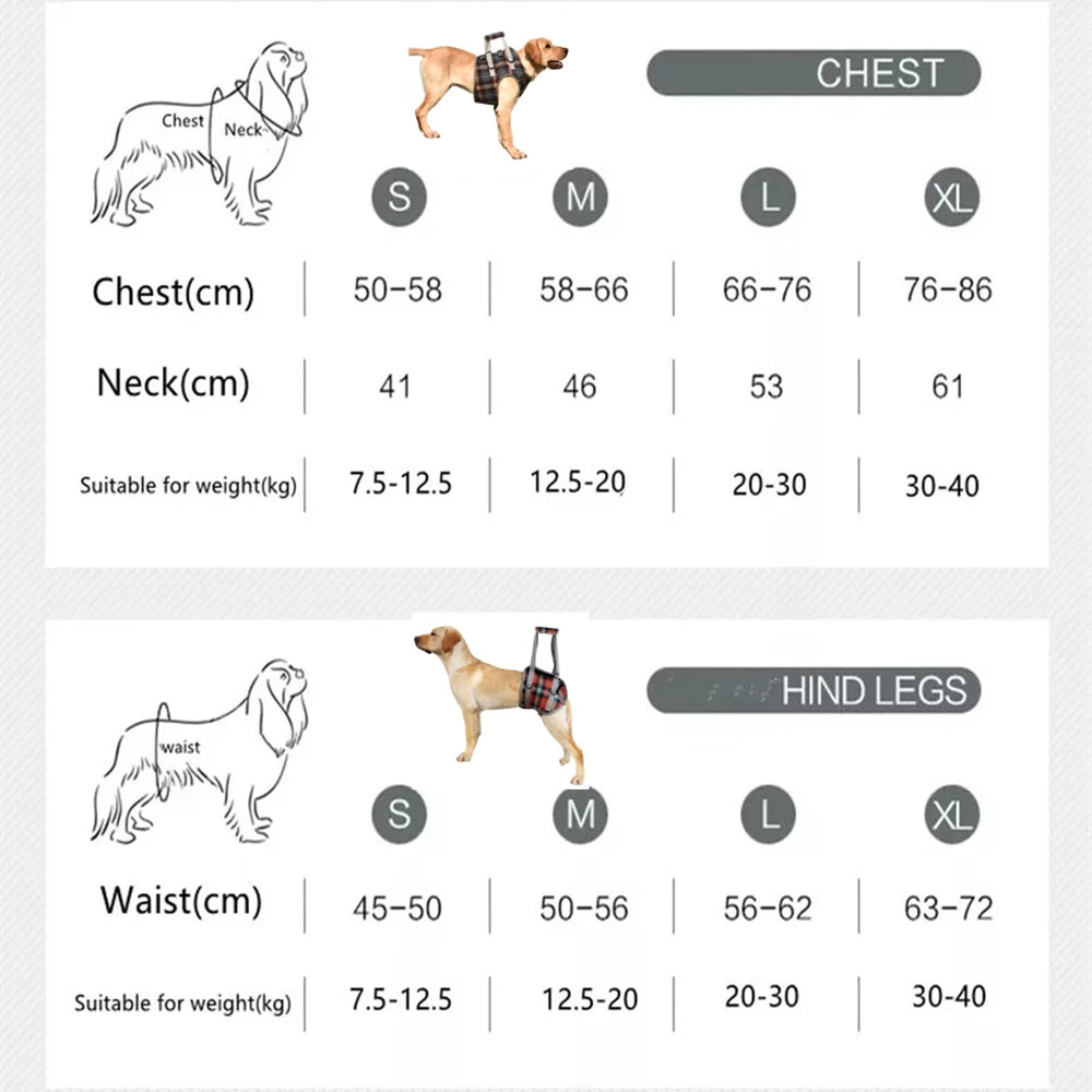 Dog Support Harness For Back And Front Legs Lift Rehabilitation Adjustable - MobilityBuy.com 