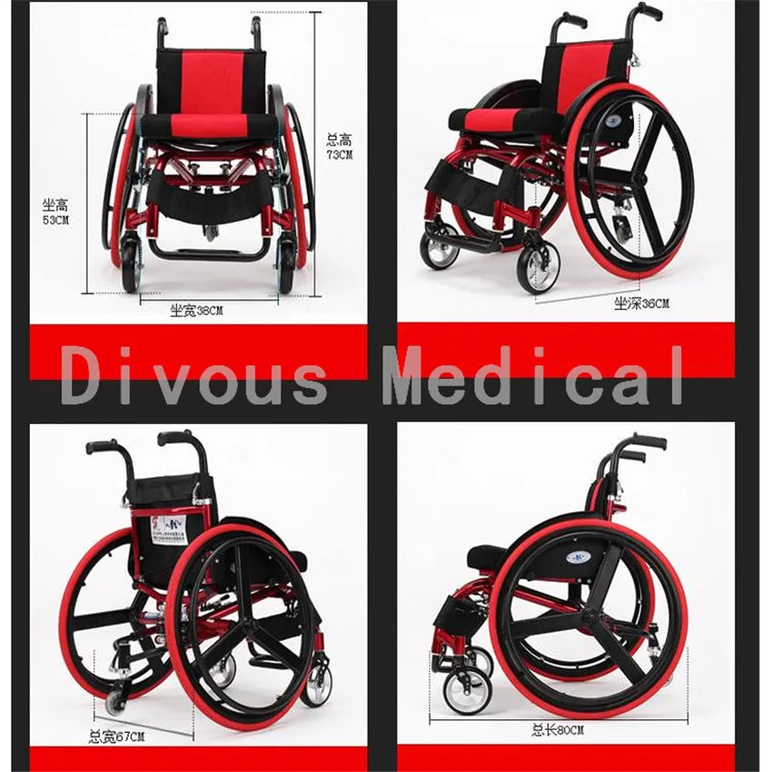 Aluminum Alloy Foldable Lightweight 13kg Manual Sports Wheelchair For Disabled - MobilityBuy.com 