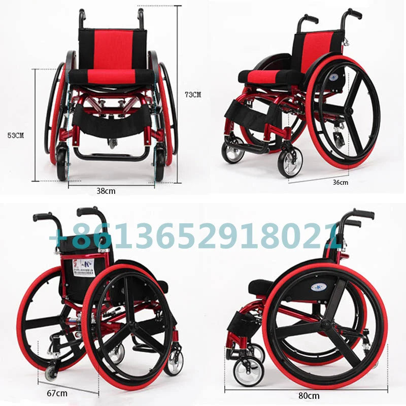 Aluminum Alloy Foldable Lightweight 13kg Manual Sports Wheelchair For Disabled - MobilityBuy.com 