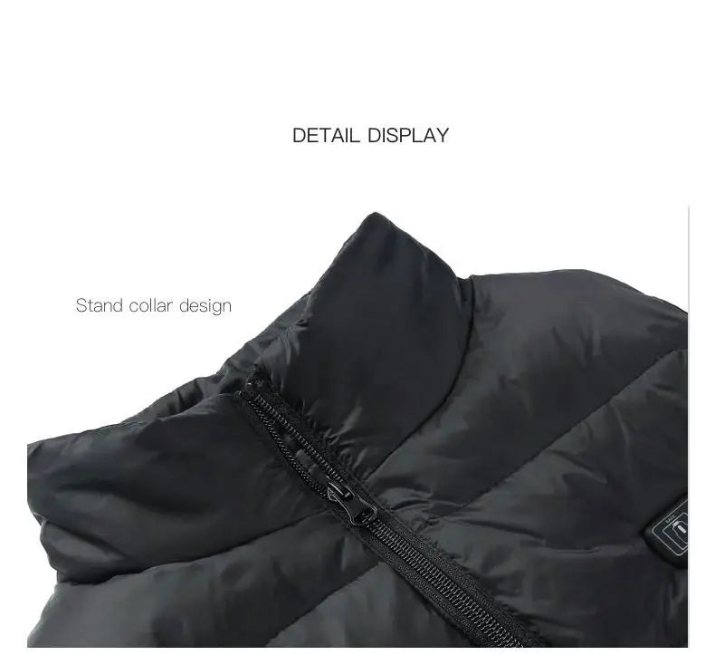 Heated electric jacket from MobilityBuy, featuring USB heating technology and a stylish design for warmth and comfort.