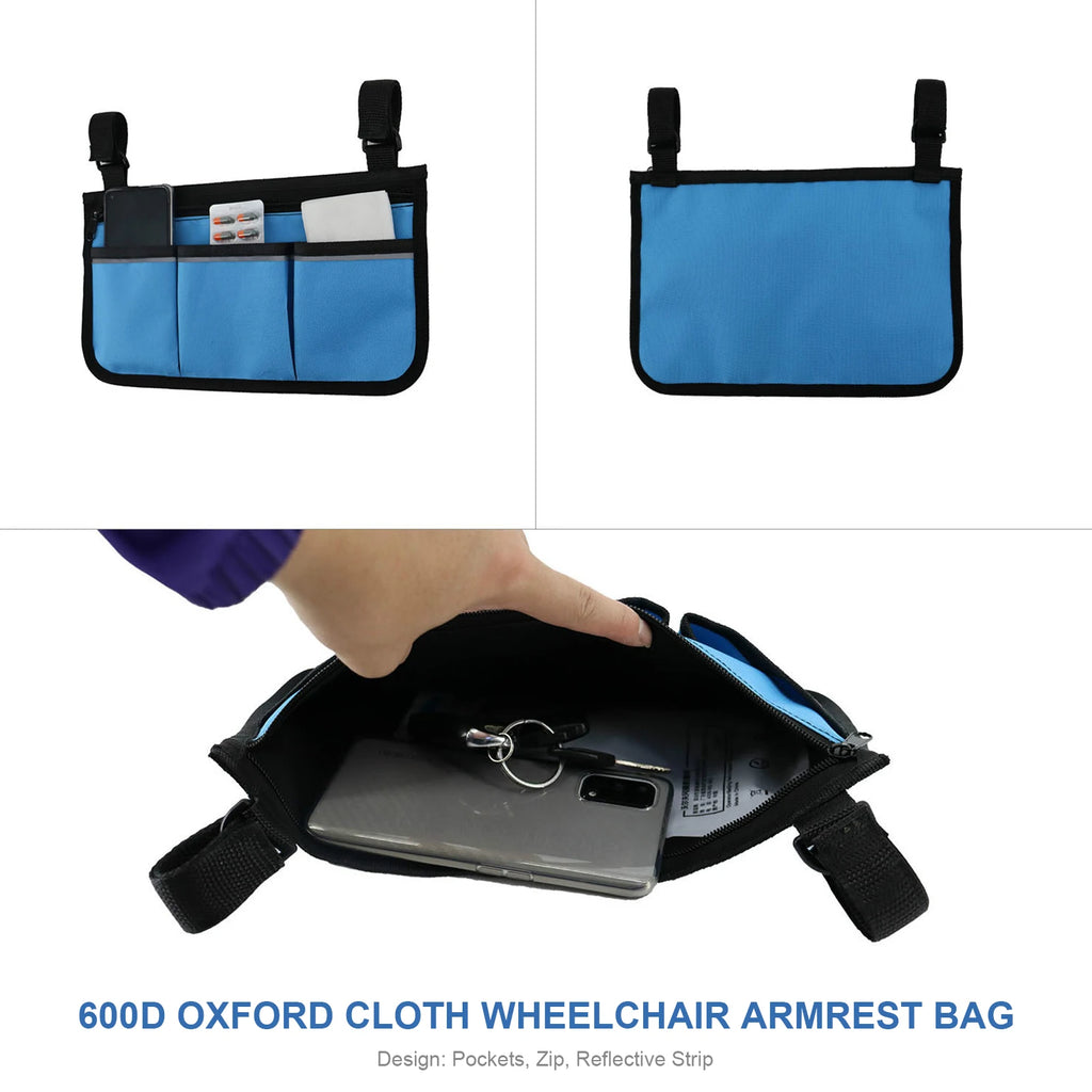 Wheelchair Bag with Pockets Reflective Strips - Side Bags pouch - MobilityBuy.com